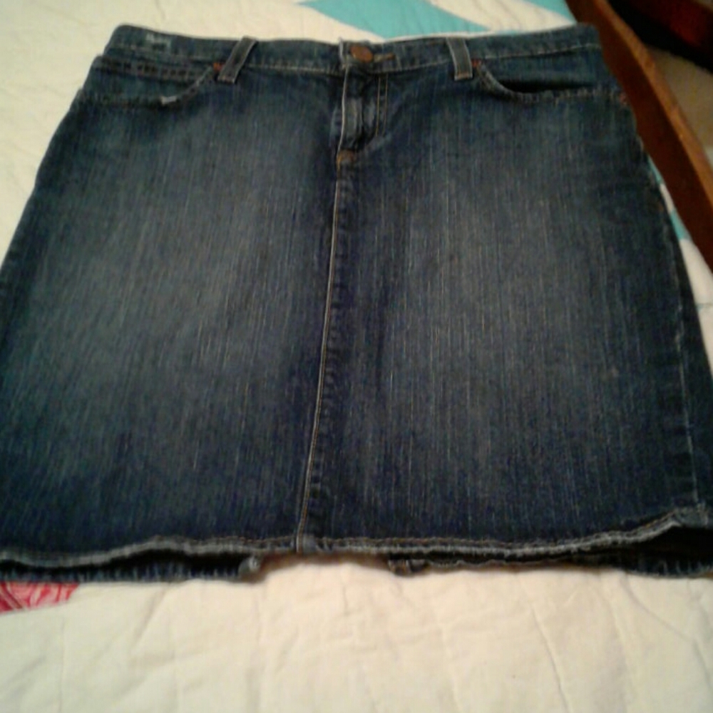 Cute, Slightly Distressed, Faded Blue, Denim, Midi, Jean Skirt